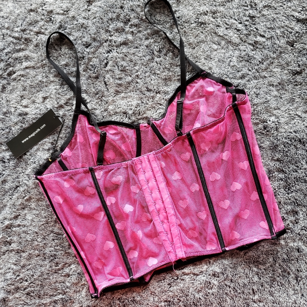 Plus Size Stretch Mesh Bustier & G-String Set - Picture 3 of 4